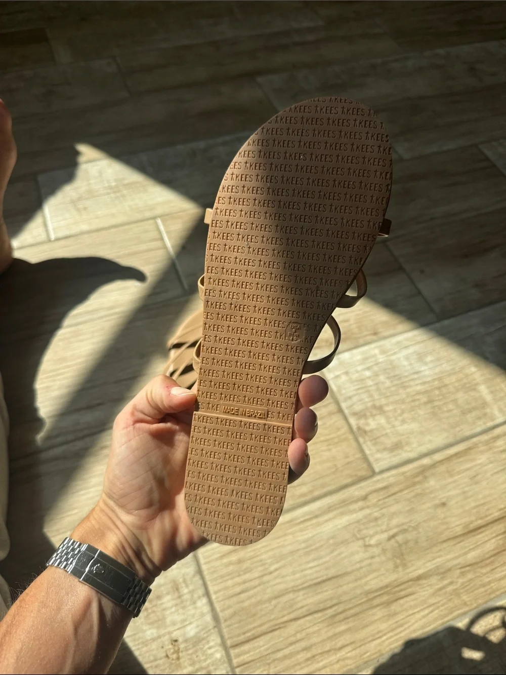 TKEES Tan Multi-Strap Slide Sandals